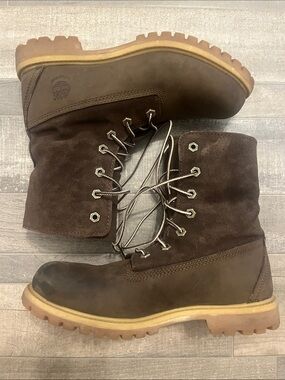 Timberland Brown Suede & Leather Lug Sole Lace-Up Boots
